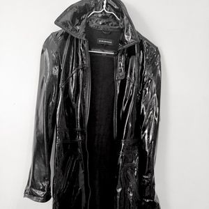 club monaco PATENT LEATHER midi coat